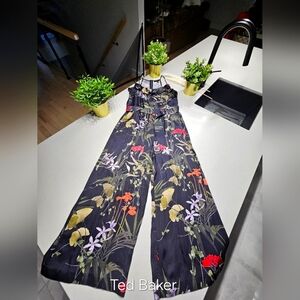 Ted Baker Black Floral Wide-Leg Jumpsuit